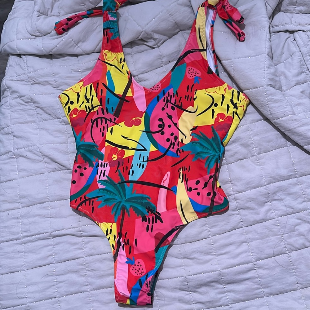 Watermelon tropical swim suit.